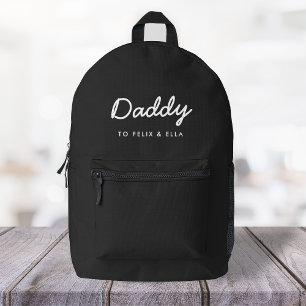 Daddy Modern Kids Names Black Printed Backpack