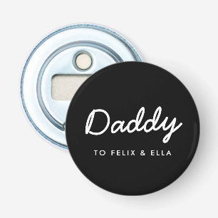 Daddy Modern Kids Names Father's Day Black Bottle Opener