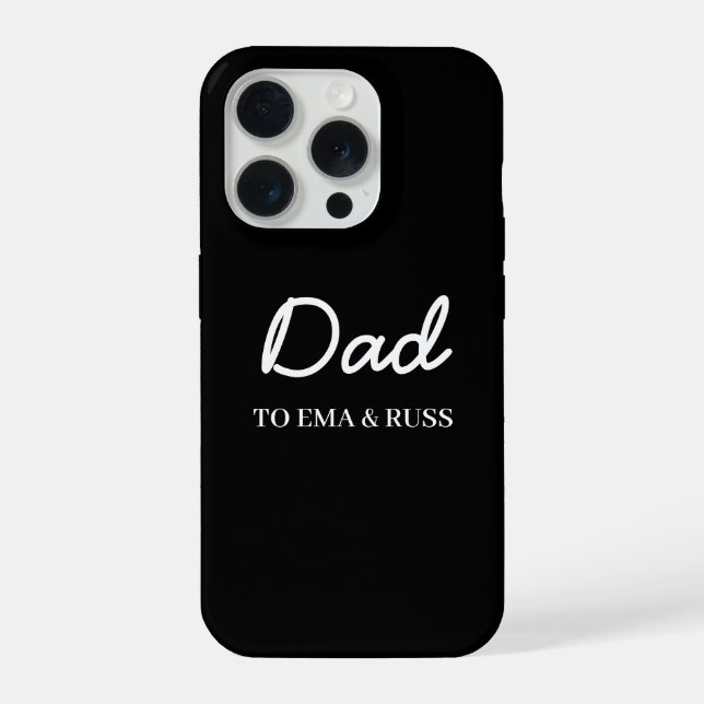 Daddy Modern Kids Names Father's Day Black iPhone Case (Back)