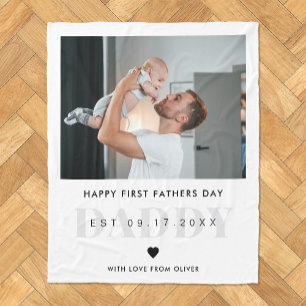 Daddy Modern Minimalist First Fathers Day Photo Fleece Blanket