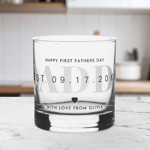 Daddy Modern Minimalist First Fathers Day Whiskey Glass