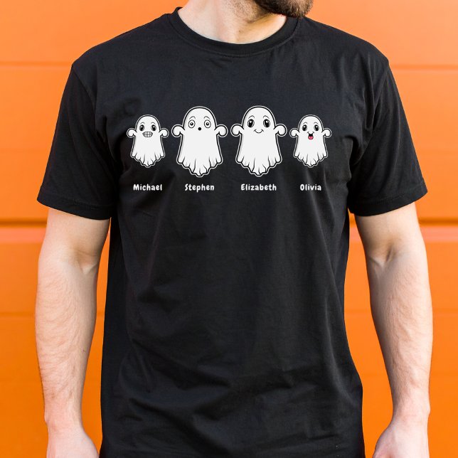 Daddy Mommy and Two Kids 4 Person Ghost Family T-Shirt (Disclaimer: This image is a digital mockup.)