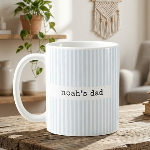 Daddy Mommy Beige Stripes Dad Baby Reveal Custom Coffee Mug