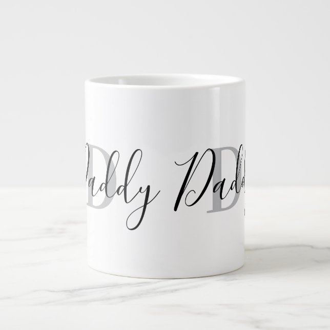 Daddy Monogram Grey Giant Coffee Mug (Front)
