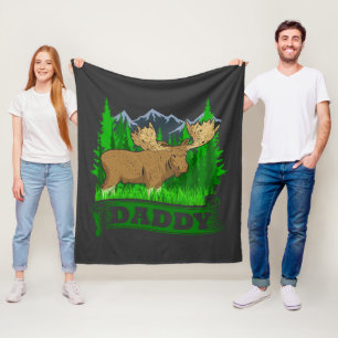 Daddy Moose Hunting Dad Fleece Blanket