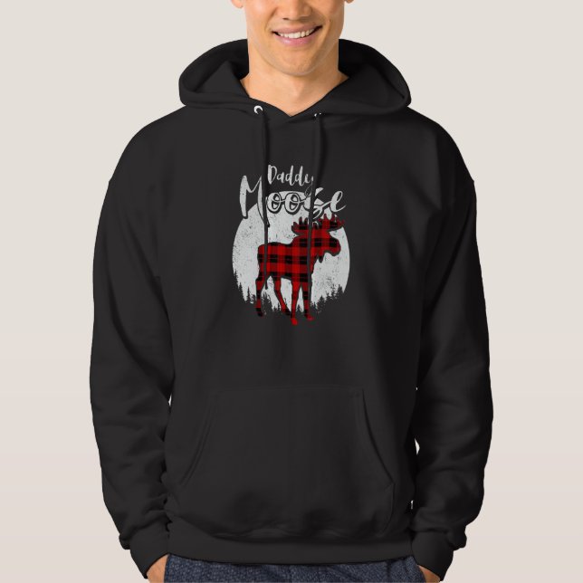 Daddy Moose Red Plaid Buffalo Matching Family Paja Hoodie (Front)