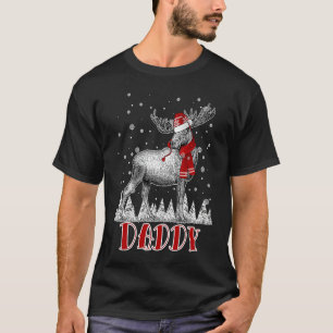 Daddy Moose Wear Santa Hat Matching Family Christm T-Shirt