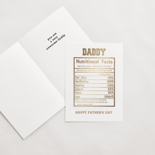 Daddy Nutritional Facts Fathers Day Card