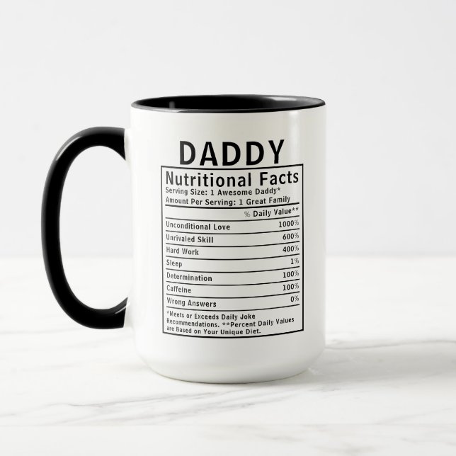 Daddy Nutritional Facts fathers day gifts Mug (Left)