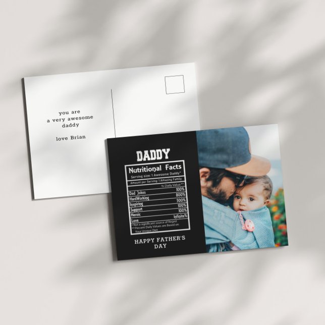 Daddy Nutritional Facts Father's Day Postcard (Creator Uploaded)