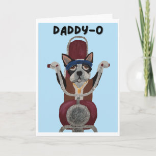 Daddy-O Happy Birthday Boston Terrier Biker Card