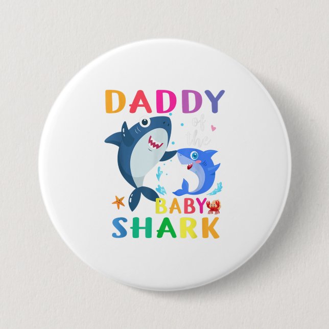 Daddy Of The Baby Shark gift  Birthday Daddy Sh Button (Front)