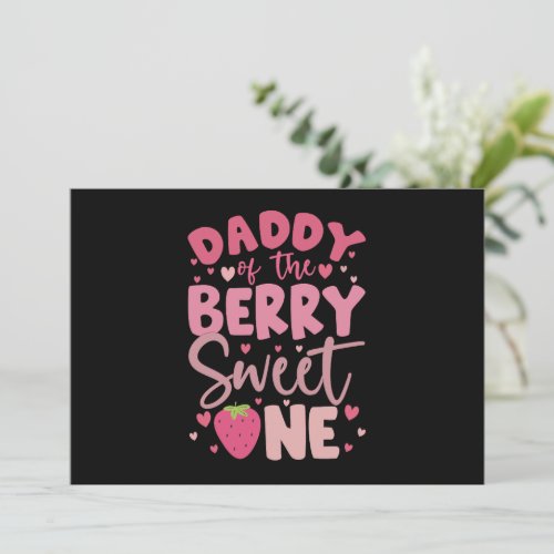 Daddy Of The Berry Sweet One Strawberry Birthday Announcement