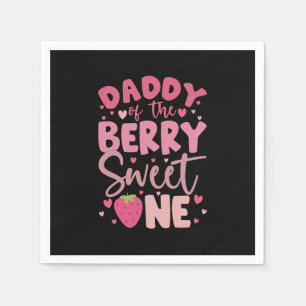 Daddy Of The Berry Sweet One Strawberry Birthday Napkins