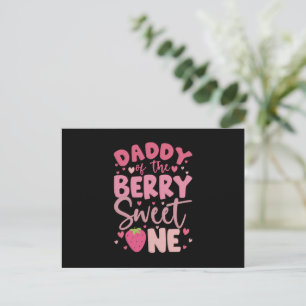 Daddy Of The Berry Sweet One Strawberry Birthday Postcard