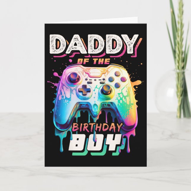 Daddy Of The Birthday Boy Matching Video Game Birt Card (Front)