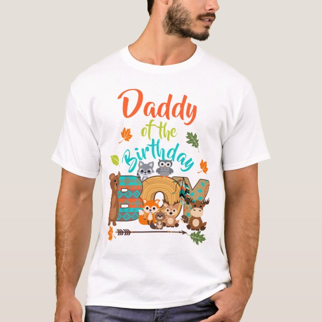 Daddy of the Birthday Boy Woodland Arrow |  T-Shirt (Front)