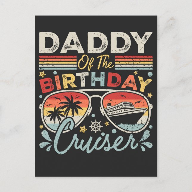 Daddy of the Birthday Cruiser Vacation Postcard (Front)