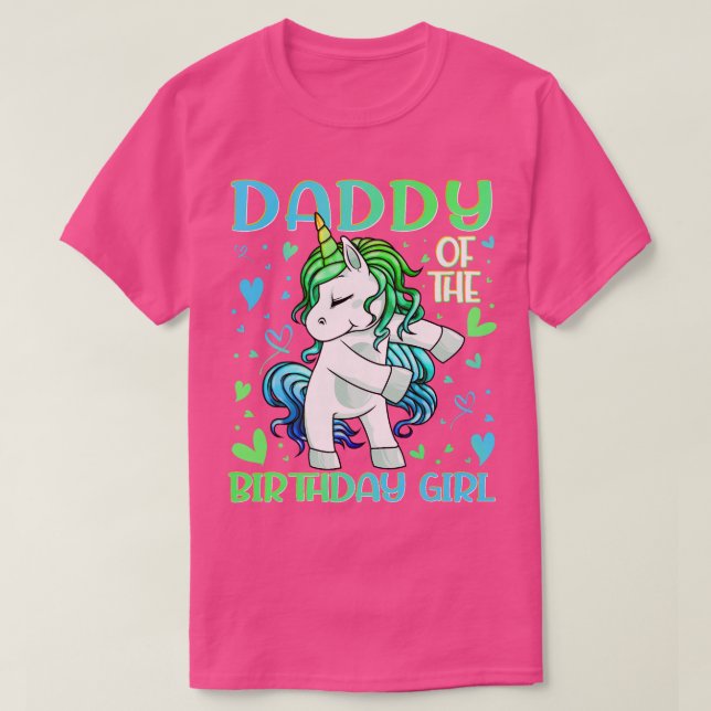 Daddy of the Birthday Girl Flossing Unicorn Dad Da T-Shirt (Design Front)