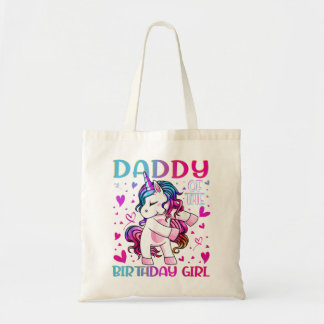 Daddy of the Birthday Girl Flossing Unicorn Dad Da Tote Bag