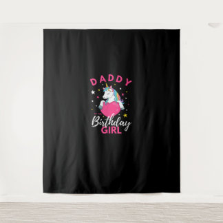 Daddy Of The Birthday Girl Unicorn T-Shirt Tapestry