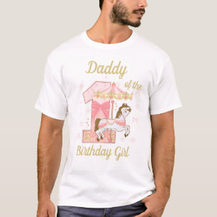 Daddy of the First Birthday Girl Carousel T-Shirt