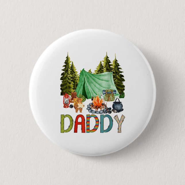 Daddy Of The Happy Camper 1st Birthday Bear Camng  Button (Front)