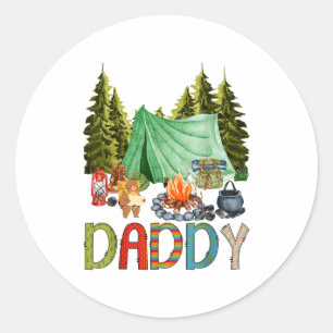 Daddy Of The Happy Camper 1st Birthday Bear Camng Classic Round Sticker