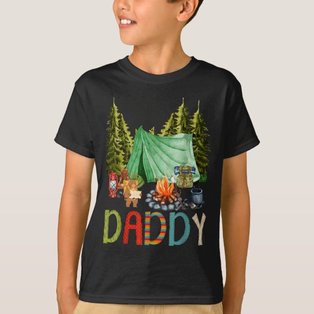 Daddy Of The Happy Camper 1st Birthday Bear Camng  T-Shirt (Front)