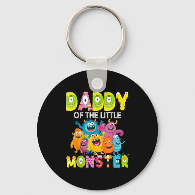 Daddy Of The Little Monster 1st Birthday Boy Party Keychain (Front)