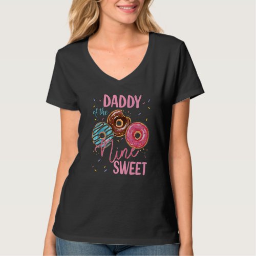 Daddy Of The Sweet Nine 9th Donut Birthday Party T T_Shirt