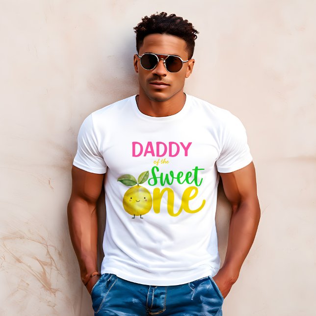 Daddy of the Sweet one pink lemonade party T-Shirt (Daddy of the Sweet one pink lemonade party fathers T-Shirt pink lemonade party family photo props)
