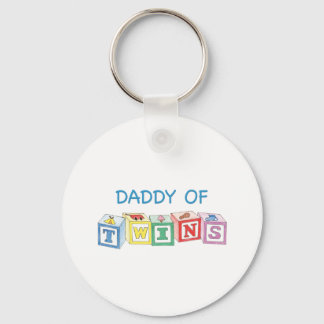 Daddy of Twins Blocks Keychain