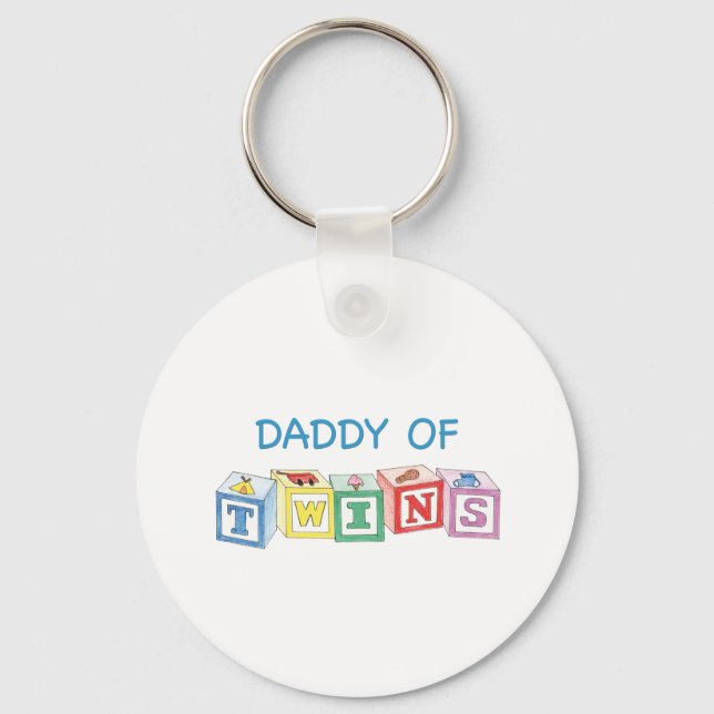 Daddy of Twins Blocks Keychain (Front)