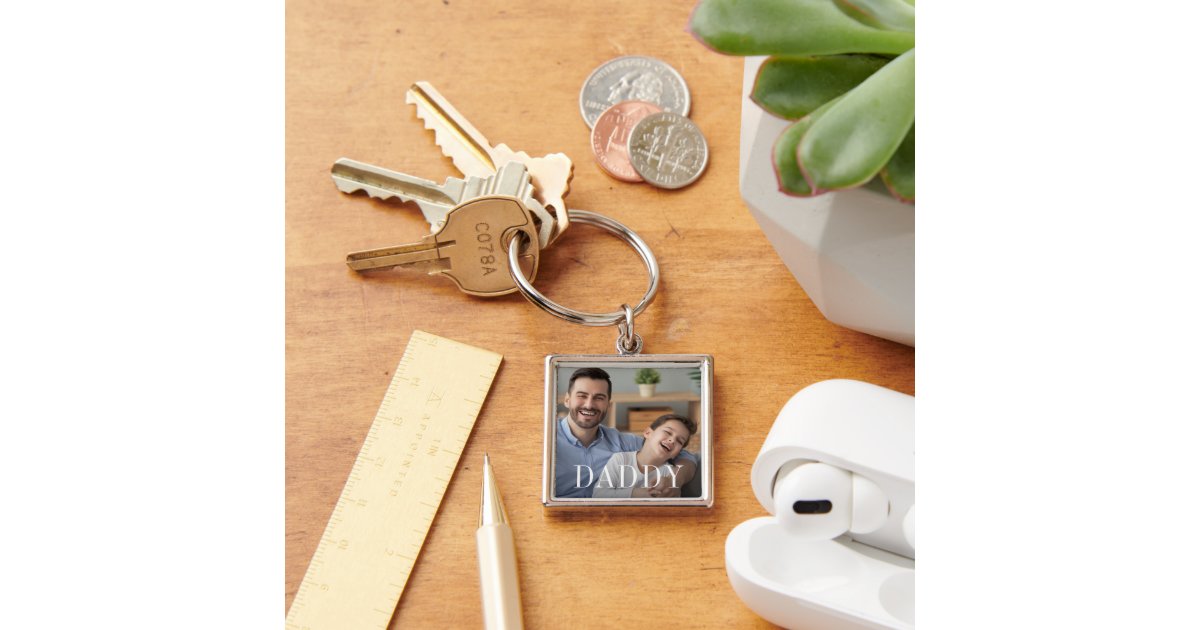 Daddy Overlay | Father's Day Photo Keychain | Zazzle