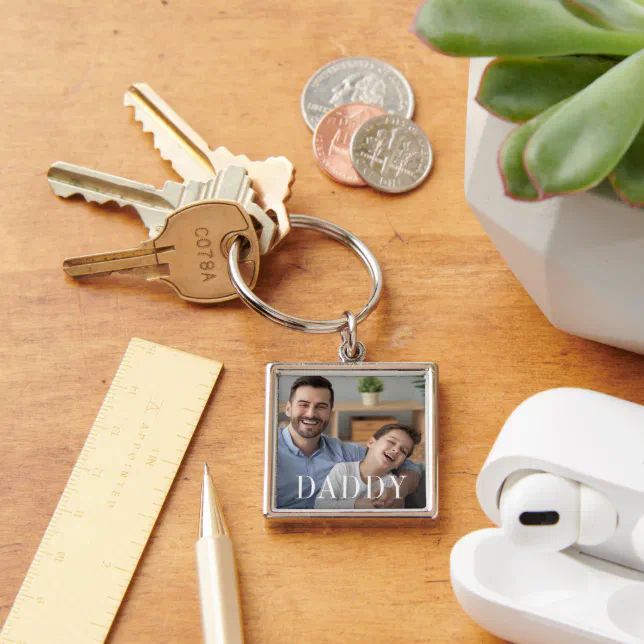 Daddy Overlay | Father's Day Photo Keychain | Zazzle