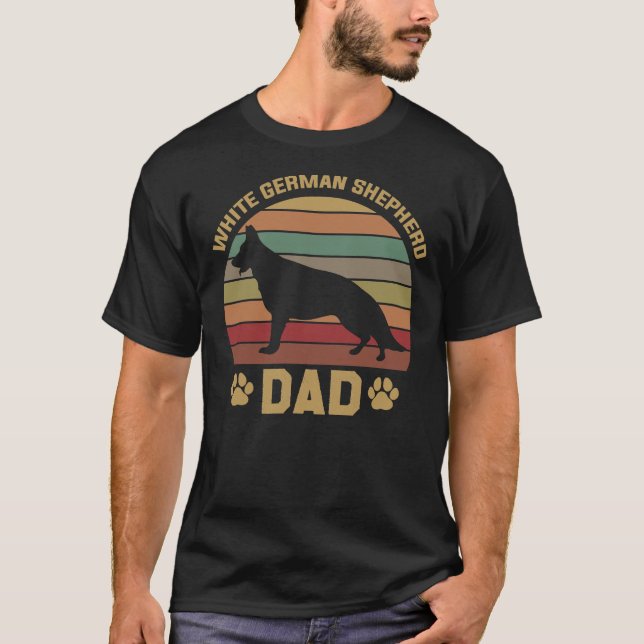 Daddy Owner White German Shepherd Old Sunset T-Shirt (Front)