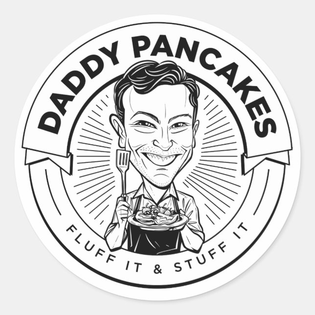 "Daddy Pancakes" B&W Sticker (Front)