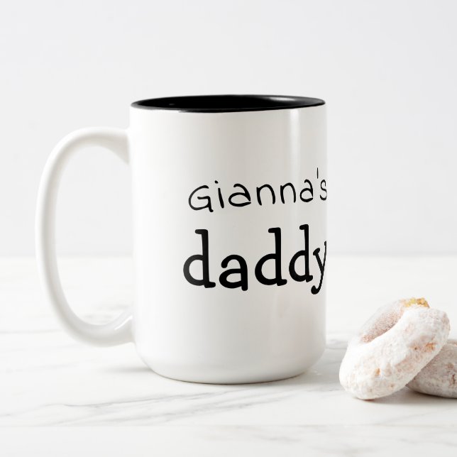 Daddy Personalized Fun Black White Two-Tone Mug (With Donut)