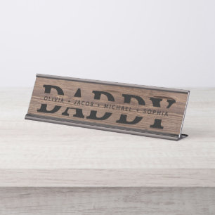 "Daddy" Personalized Kids' Names Wood Black Desk Name Plate