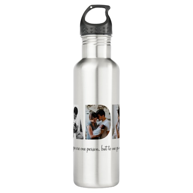 Daddy Photo Collage Water Bottle for Father's day (Front)