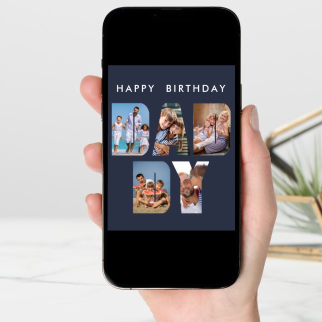 DADDY Photo Letter Cutout Birthday Card (Front Digital)