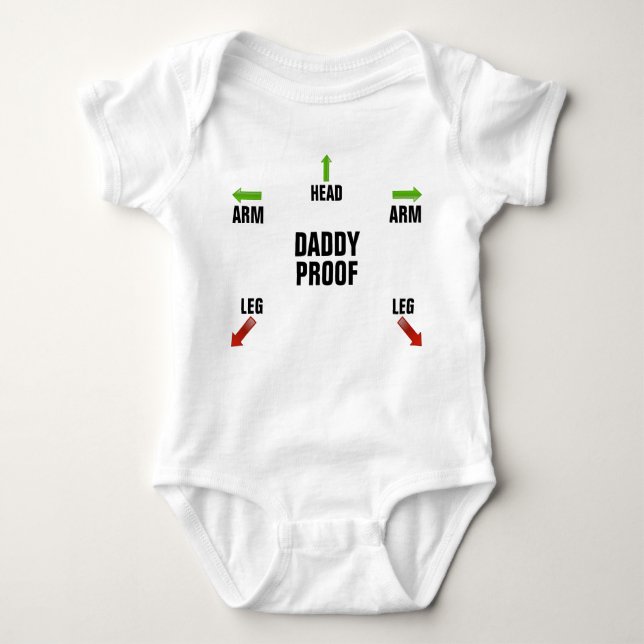 Daddy proof arm arm head leg leg baby bodysuit (Front)