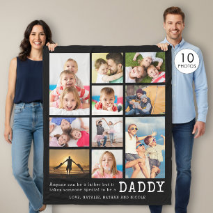 Daddy Quote 10 Photo Collage Personalized Fleece Blanket