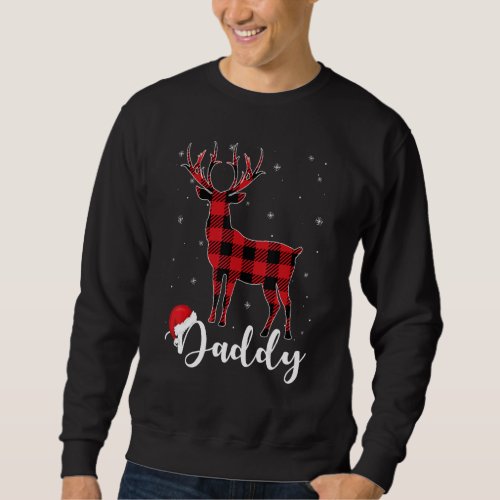 Daddy Reindeer Buffalo Red Plaid Christmas Pajama  Sweatshirt