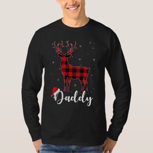 Daddy Reindeer Buffalo Red Plaid Christmas Pajama  T_Shirt