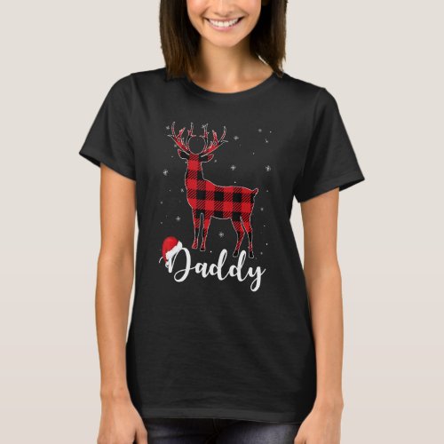 Daddy Reindeer Buffalo Red Plaid Christmas Pajama  T_Shirt