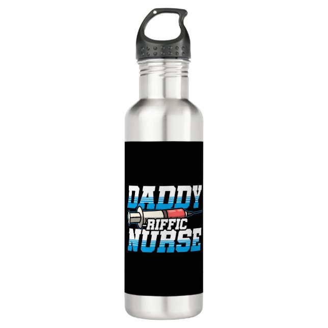 Daddy-riffic Nurse Injection Syringe National Stainless Steel Water Bottle (Front)