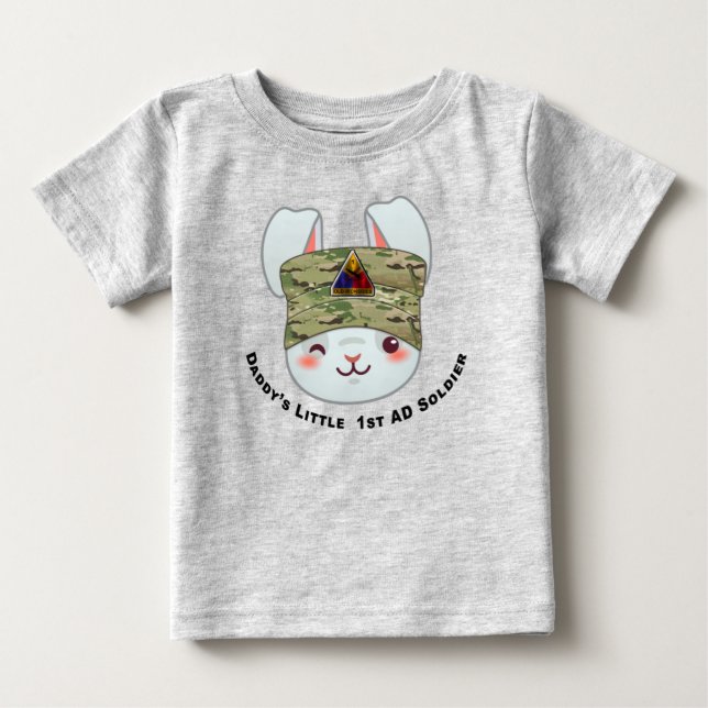 “Daddy’s Little 1st Armored Division Soldier” Baby T-Shirt (Front)