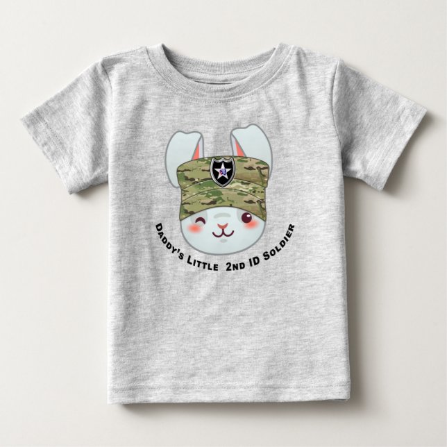 “Daddy’s Little 2nd Infantry Division Soldier” Baby T-Shirt (Front)